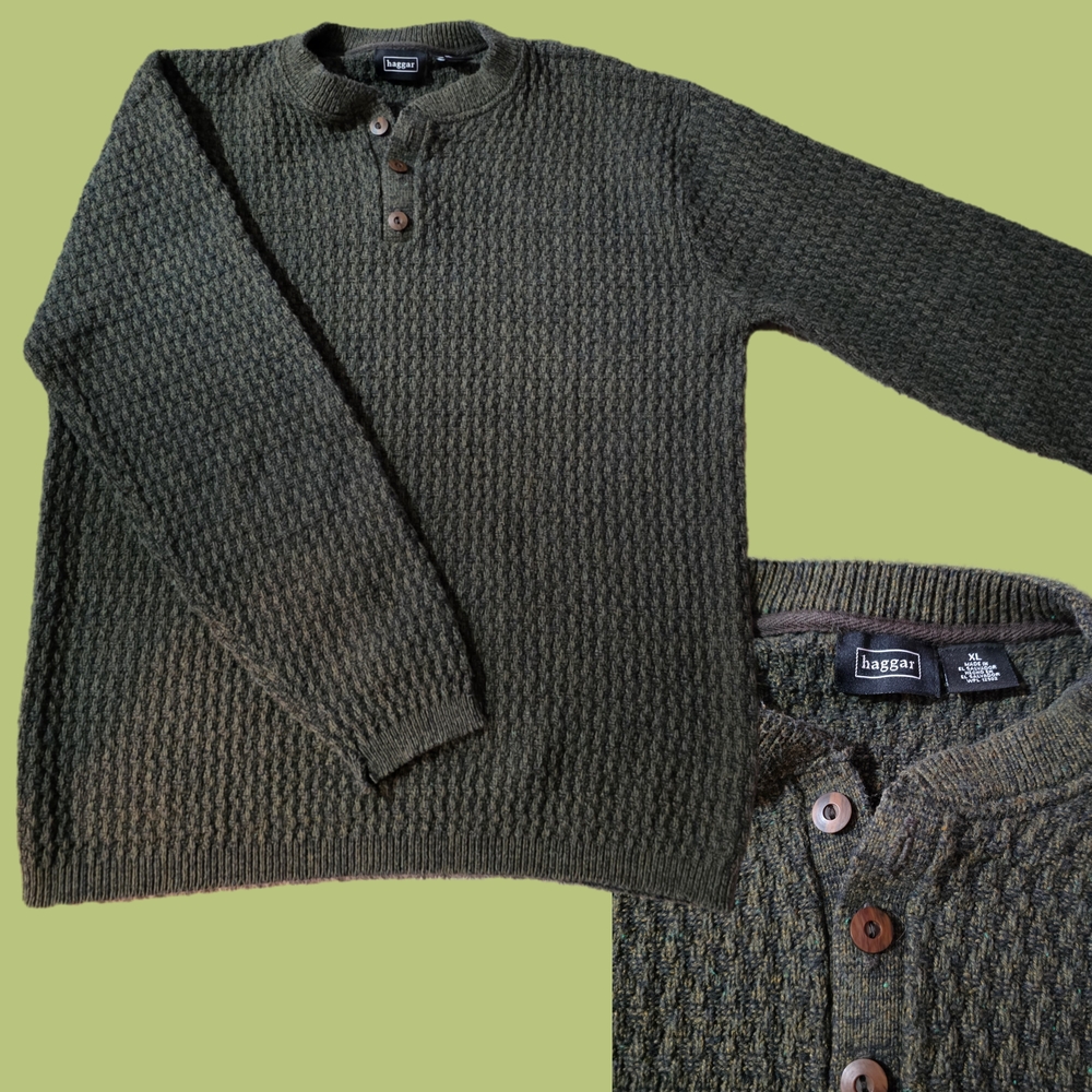 Haggar Men's Olive Crewneck Sweater